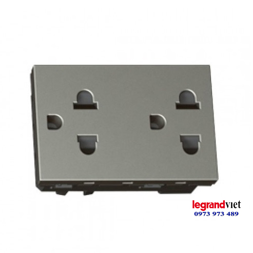 Hạt ổ cắm đôi legrand màu xám