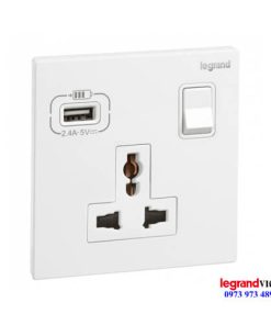 Ổ cắm đa năng kèm USB màu trắng Galion Legrand