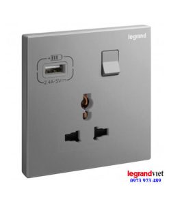 Ổ cắm đa năng kèm USB màu Dark Silver Galion Legrand