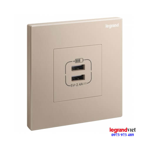 Ổ cắm USB đôi màu Champage Galion – Legrand