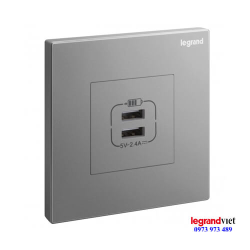Ổ cắm USB đôi màu Dark Silver Galion – Legrand