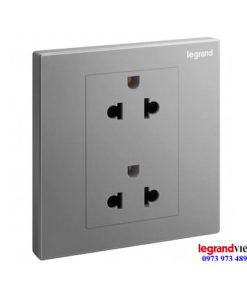 Ổ cắm đôi ba chấu Galion màu Dark Silver