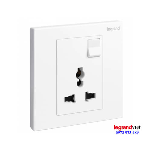 Ổ cắm đơn đa năng kèm công tắc Galion Legrand màu trắng