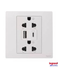 Ổ cắm đôi kèm USB sạc Type A+C 281204MW
