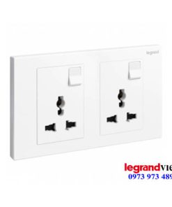 Ổ cắm đôi đa năng kèm công tắc Galion Legrand màu trắng