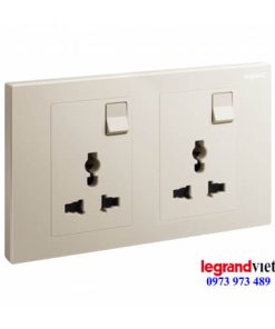 Ổ cắm đôi đa năng kèm công tắc Galion Legrand màu Champage