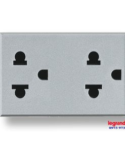 Ổ cắm đôi ba chấu – Bticino màu ghi